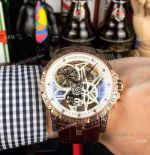 Roger Dubuis Excalibur 46 Skeleton Replica Watch Rose Gold White Dial